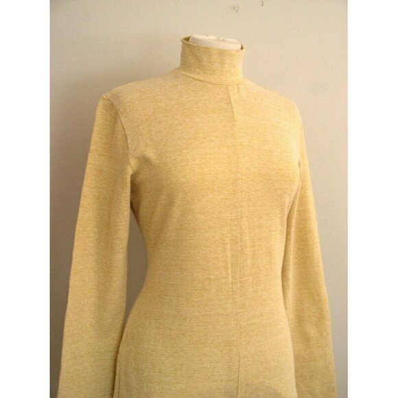 Vintage 90s Ashley Brooke Champagne Gold Mock Neck Catsuit M/L - Picture 8 of 12